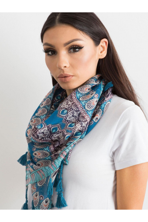 Modrý šátek s etnickým vzorem