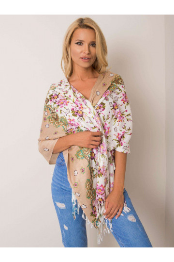 Béžový květinový šátek s...