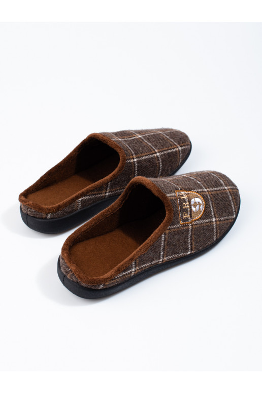 Pánské hnědé pantofle kárované Shelovet