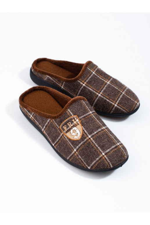 Pánské hnědé pantofle kárované Shelovet
