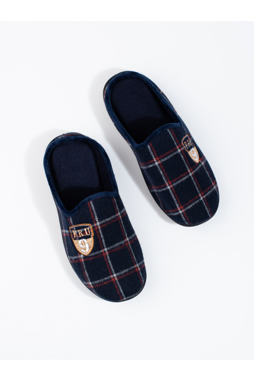 Pánské tmavě modré pantofle kárované Shelovet