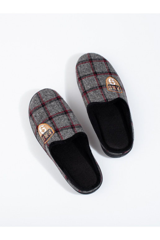 Pánské šedé pantofle kárované Shelovet