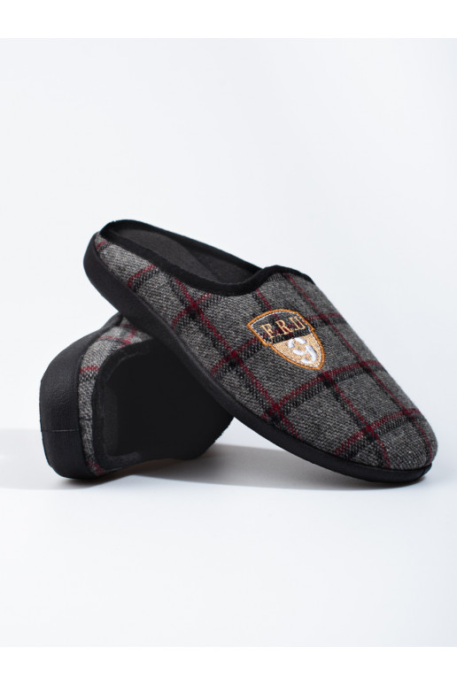 Pánské šedé pantofle kárované Shelovet