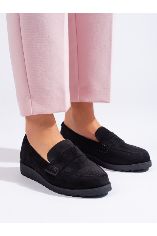 Klasické černé semišové polobotky dámské