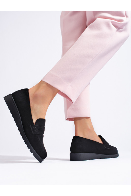 Klasické černé semišové polobotky dámské