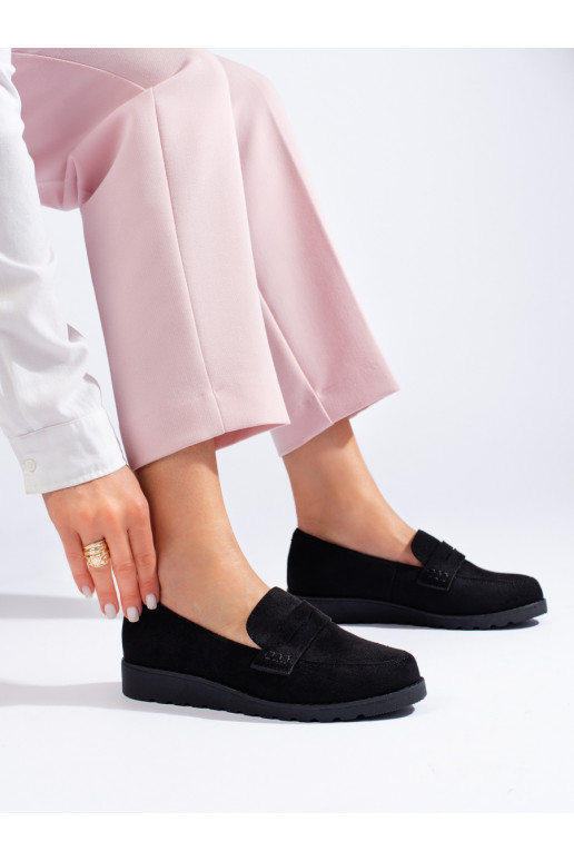 Klasické černé semišové polobotky dámské