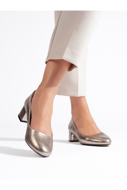 Lodičky dámské na nízkém podpatku tmavě zlaté