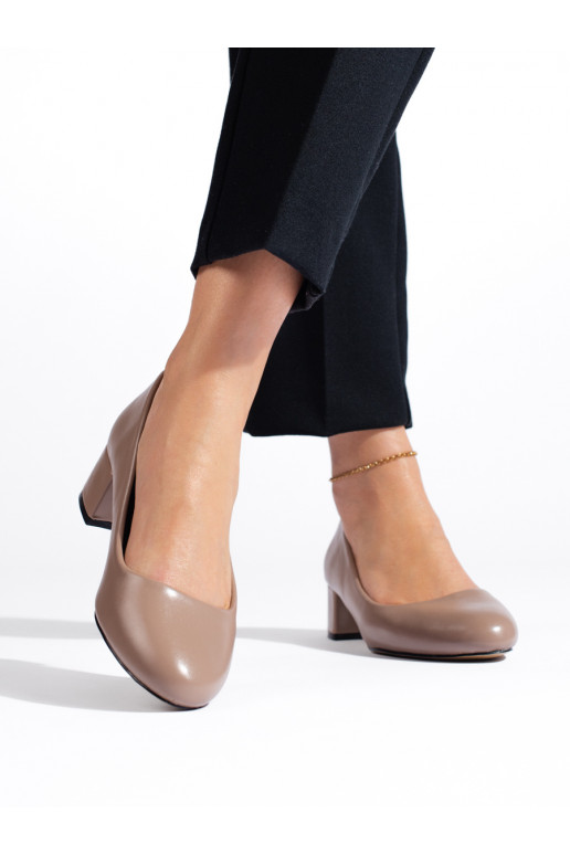 Lodičky dámské na nízkém podpatku tmavě béžové