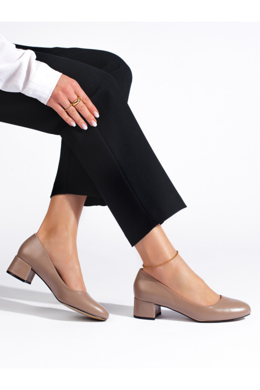 Lodičky dámské na nízkém podpatku tmavě béžové