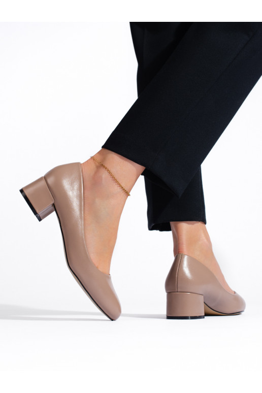 Lodičky dámské na nízkém podpatku tmavě béžové