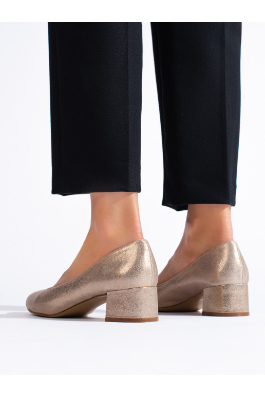 Lodičky dámské na nízkém podpatku zlaté
