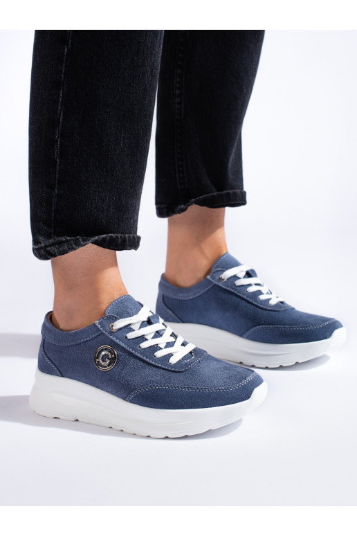 Modré kožené sportovní boty