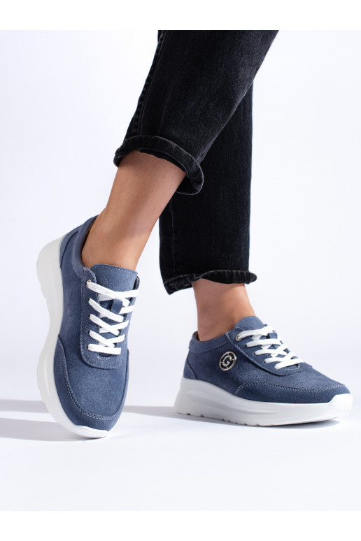 Modré kožené sportovní boty