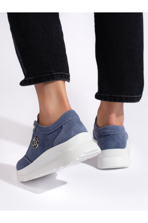 Modré kožené sportovní boty