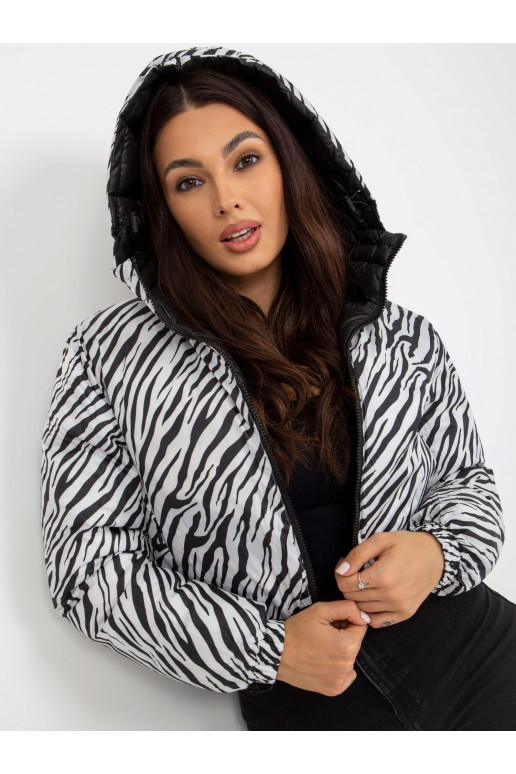 Černá oboustranná zebra prošívaná bunda Černá oboustranná zebra prošívaná bunda