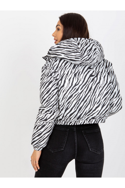Černá oboustranná zebra prošívaná bunda Černá oboustranná zebra prošívaná bunda