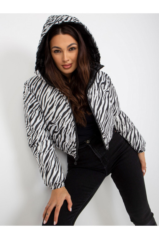 Černá oboustranná zebra prošívaná bunda Černá oboustranná zebra prošívaná bunda