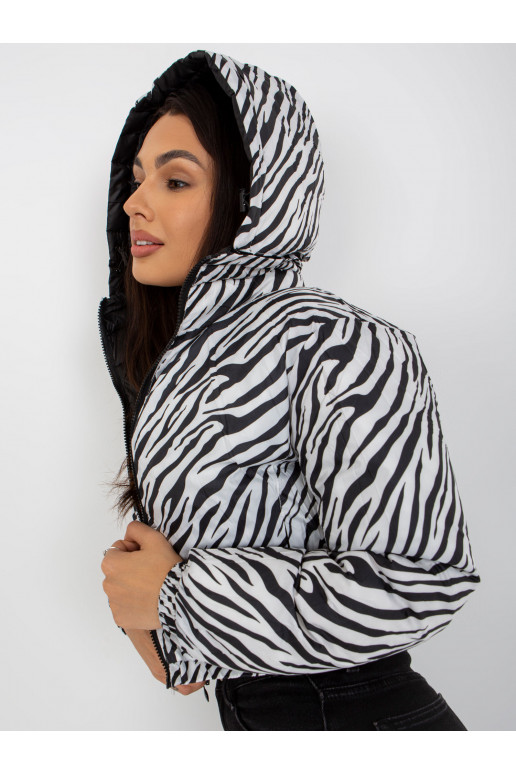 Černá oboustranná zebra prošívaná bunda Černá oboustranná zebra prošívaná bunda