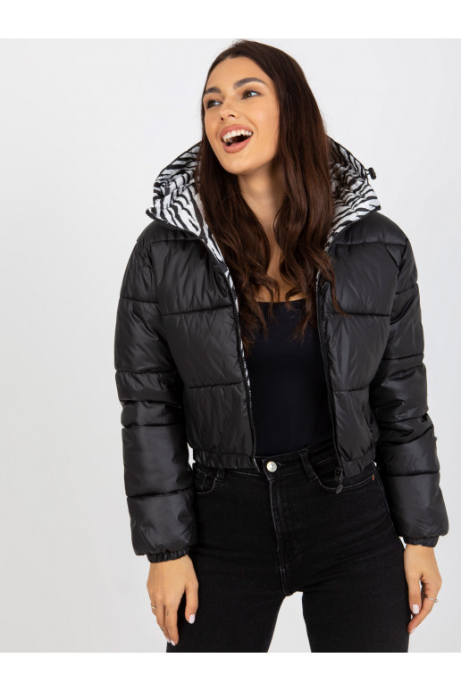 Černá oboustranná zebra prošívaná bunda Černá oboustranná zebra prošívaná bunda