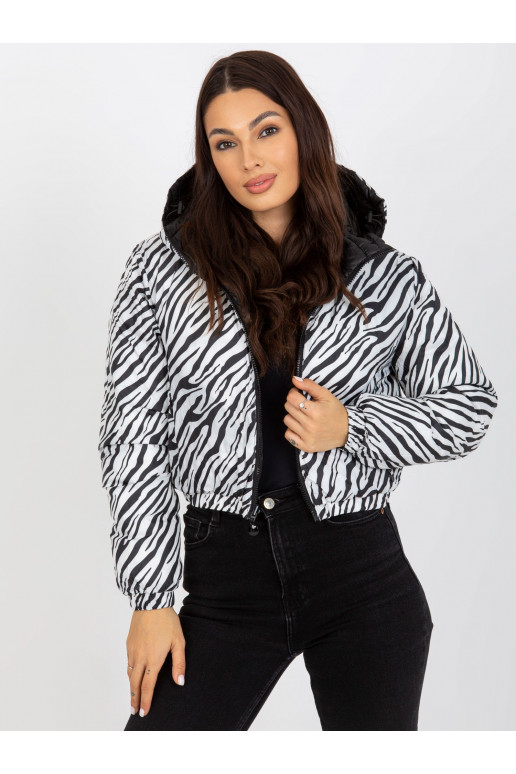 Černá oboustranná zebra prošívaná bunda Černá oboustranná zebra prošívaná bunda