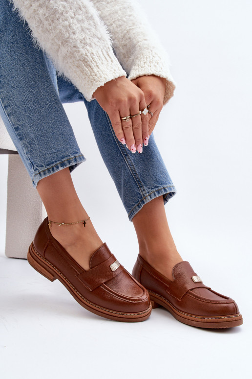 Moteriški mokasinai rudos spalvos