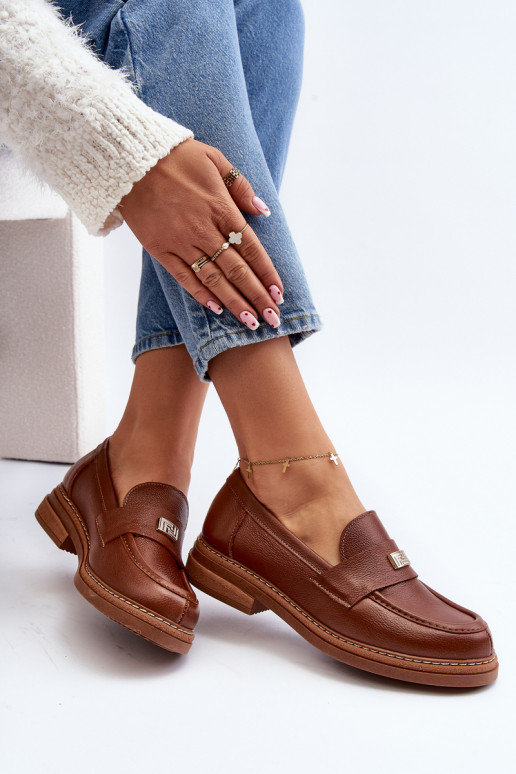 Moteriški mokasinai rudos spalvos