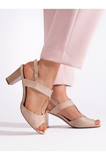 Zlaté dámské sandály na sloupkovém podpatku 2