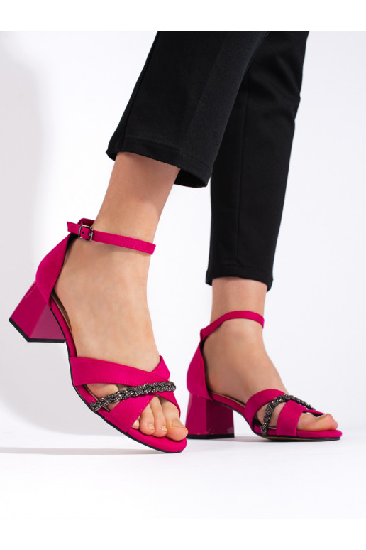 Semišové dámské sandály fuchsiové