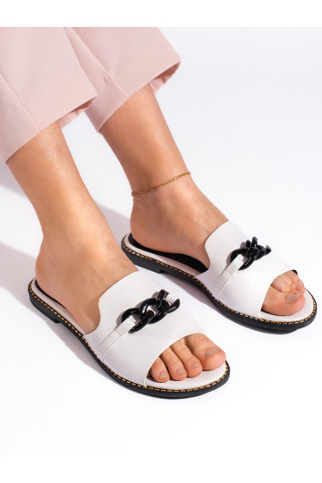 Bílé dámské ploché nazouváky 2