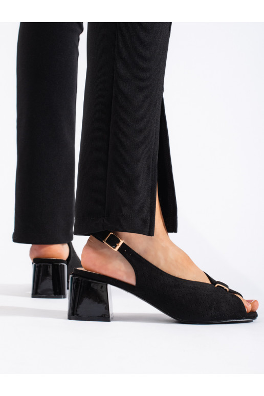 Elegantní sandály na sloupkovém podpatku černé