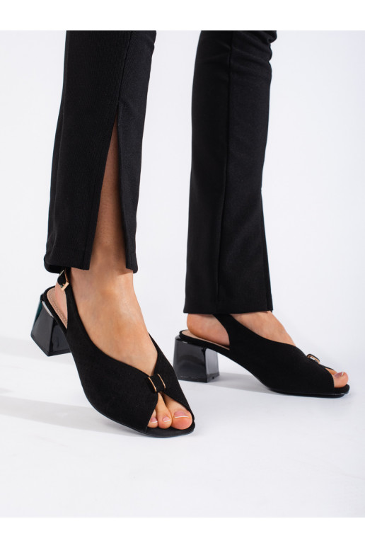Elegantní sandály na sloupkovém podpatku černé