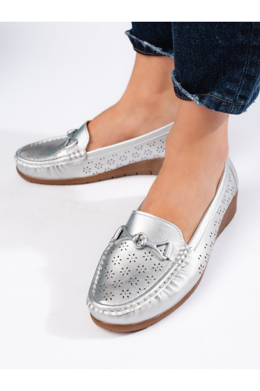 Stříbrné dámské mokasíny