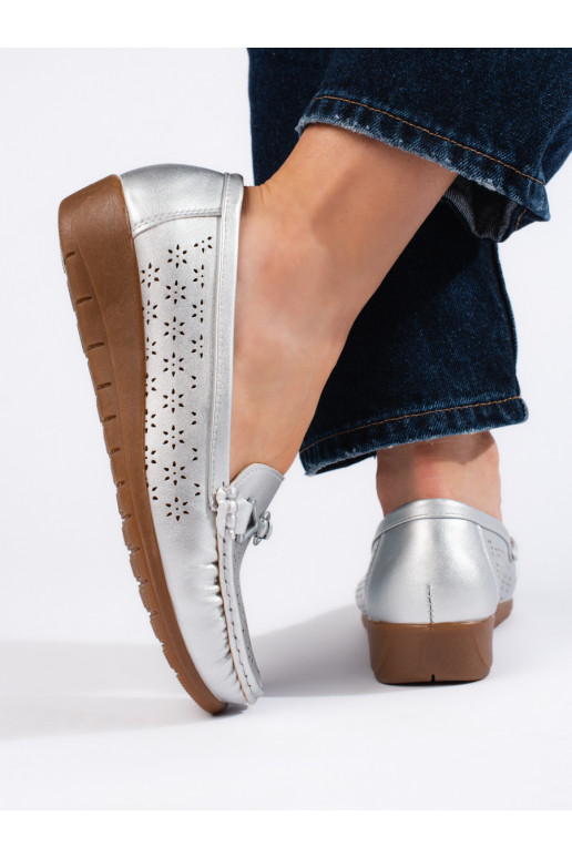 Stříbrné dámské mokasíny