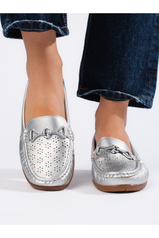 Stříbrné dámské mokasíny