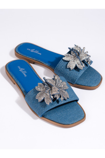 Džínové dámské nazouváky s ozdobou 2