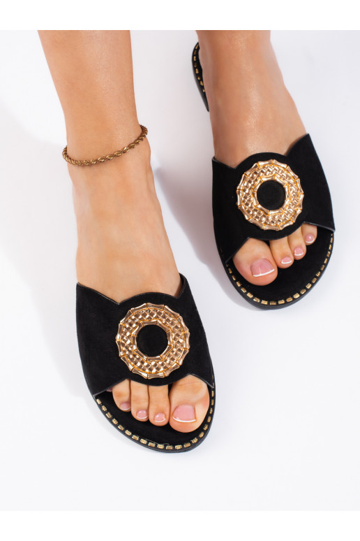 Černé semišové dámské nazouváky