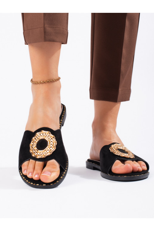 Černé semišové dámské nazouváky