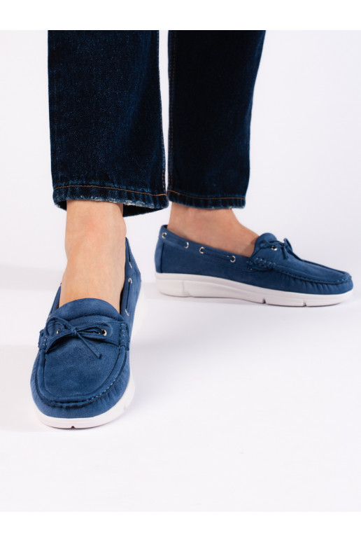 Pohodlné modré dámské mokasíny