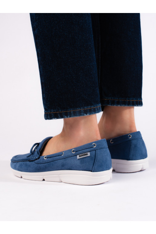 Pohodlné modré dámské mokasíny