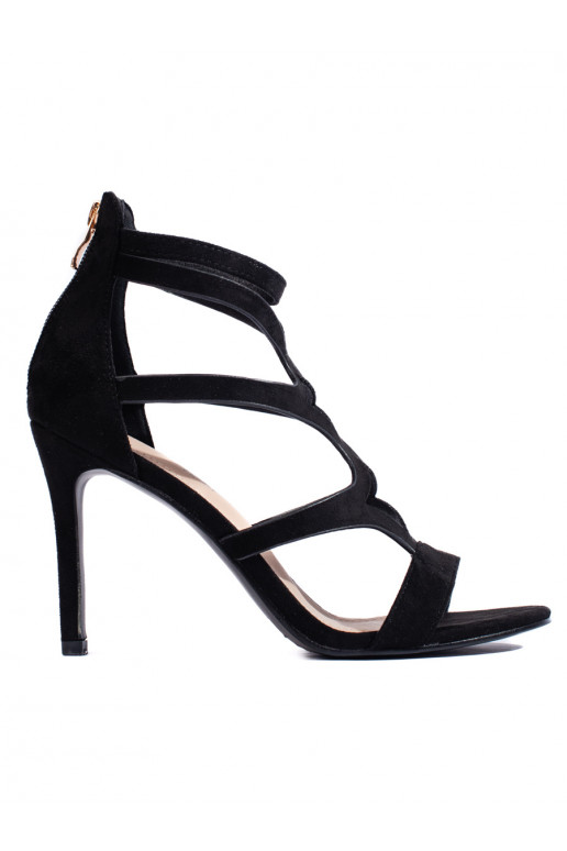 Černé dámské sandály na jehličkovém podpatku