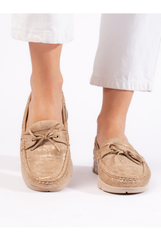 Pohodlné béžové dámské mokasíny