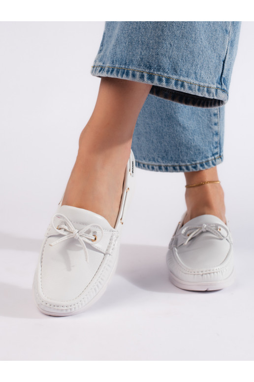 Pohodlné bílé dámské mokasíny