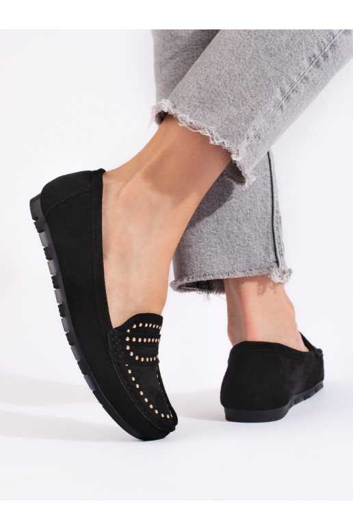 Semišové černé dámské mokasíny