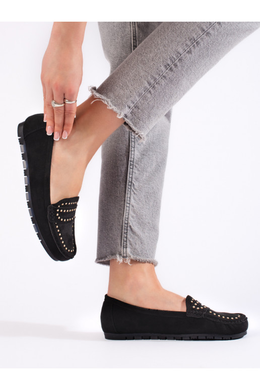 Semišové černé dámské mokasíny