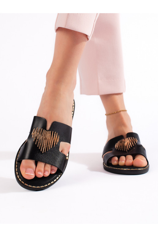 Černé ploché nazouváky dámské