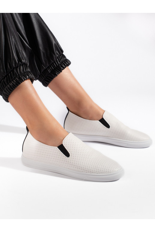 Dírkované tenisky slip on bílo-černé