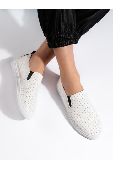 Dírkované tenisky slip on bílo-černé 2