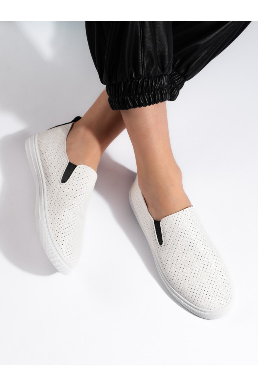 Dírkované tenisky slip on bílo-černé