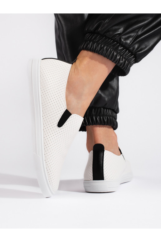 Dírkované tenisky slip on bílo-černé