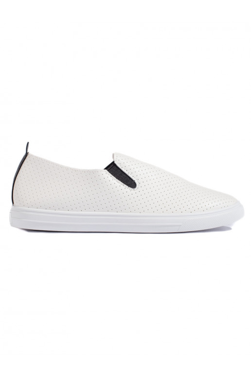 Dírkované tenisky slip on bílo-černé